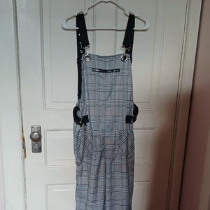 Fashion Nova Black and White Plaid Overalls NWT, Retired
